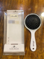 Rosella Fashion Hair Brush - Round Cushion Detangler (Blue Marble "Hello My Happy Life")