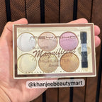Meis Professional Makeup Kit – Highlighter & Blusher Palette (6 Colors with Applicator Brush)