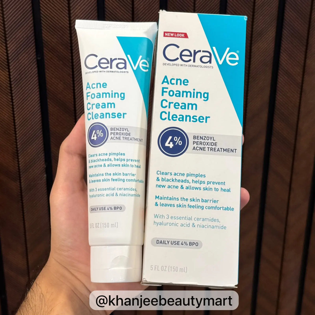 CeraVe Acne Foaming Cream Cleanser – 4% Benzoyl Peroxide Acne Treatment – With 3 Essential Ceramides, Hyaluronic Acid & Niacinamide – 5 FL OZ (150 ml)