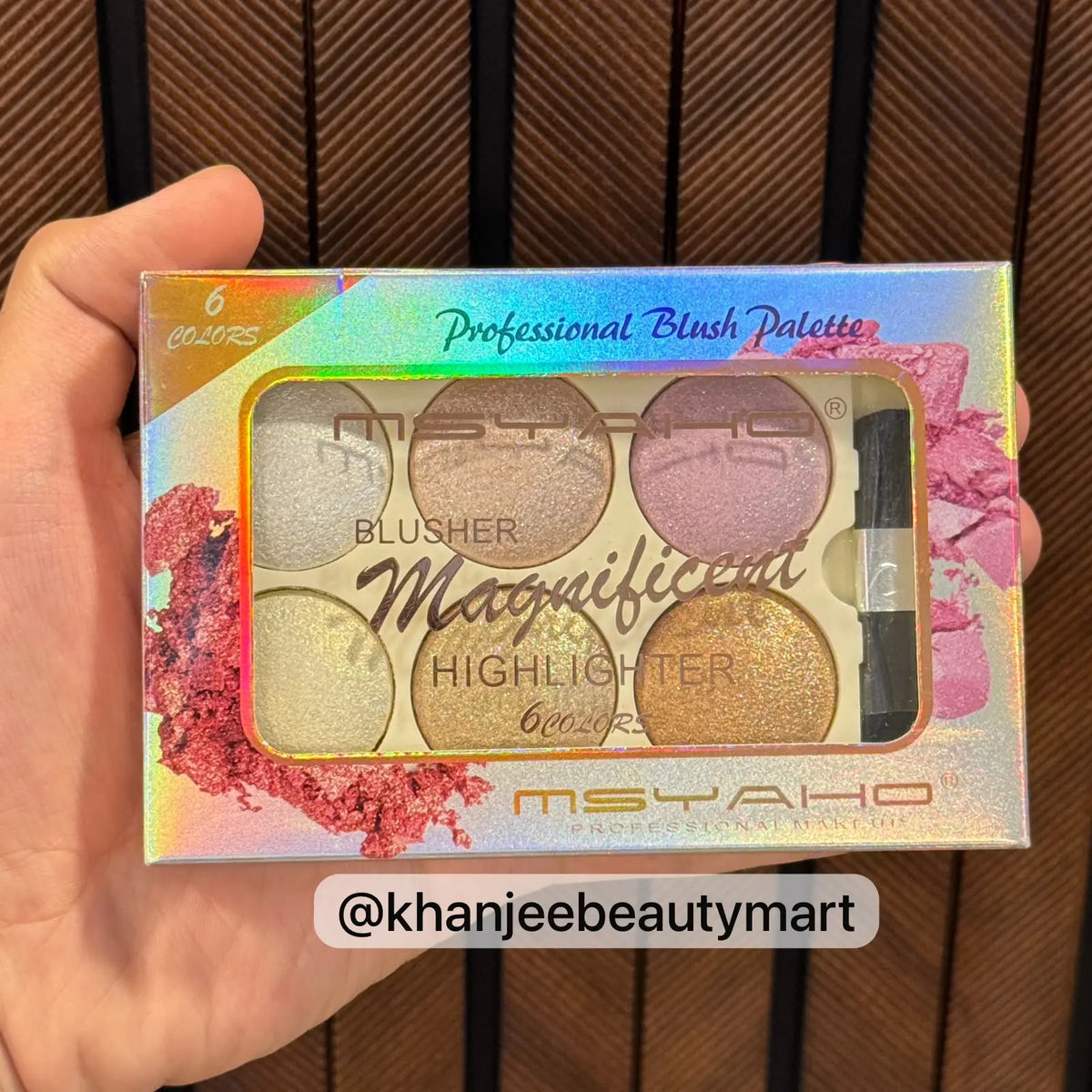 Meis Professional Makeup Kit – Highlighter & Blusher Palette (6 Colors with Applicator Brush)