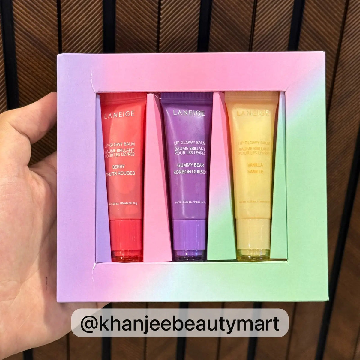 LANEIGE Lip Glowy Balm Trio Gift Set (Berry, Gummy Bear & Vanilla - 3 x 10g / 0.35 oz.)
