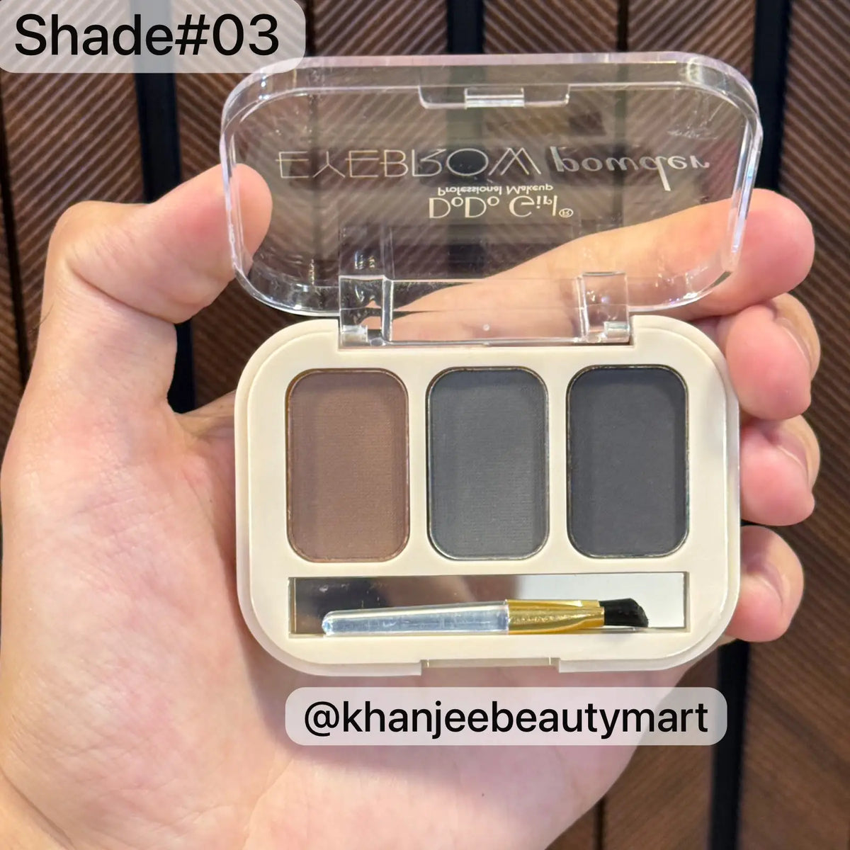 DoDo Girl Professional Eyebrow Powder 3-Color Trio Kit with Brush & Mirror