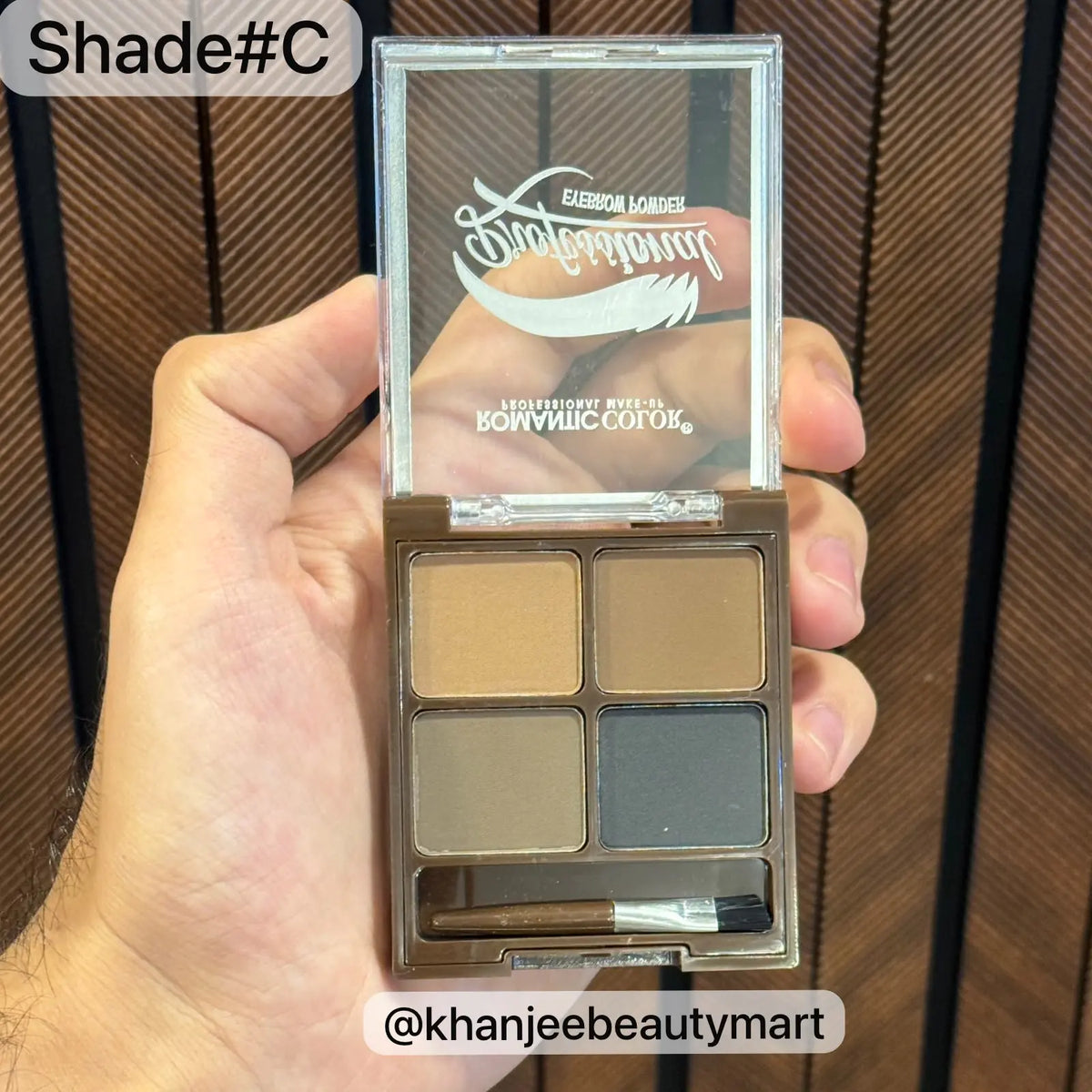 ROMANTIC COLOR Professional Eyebrow Powder 4-Shade Palette with Applicator Brush