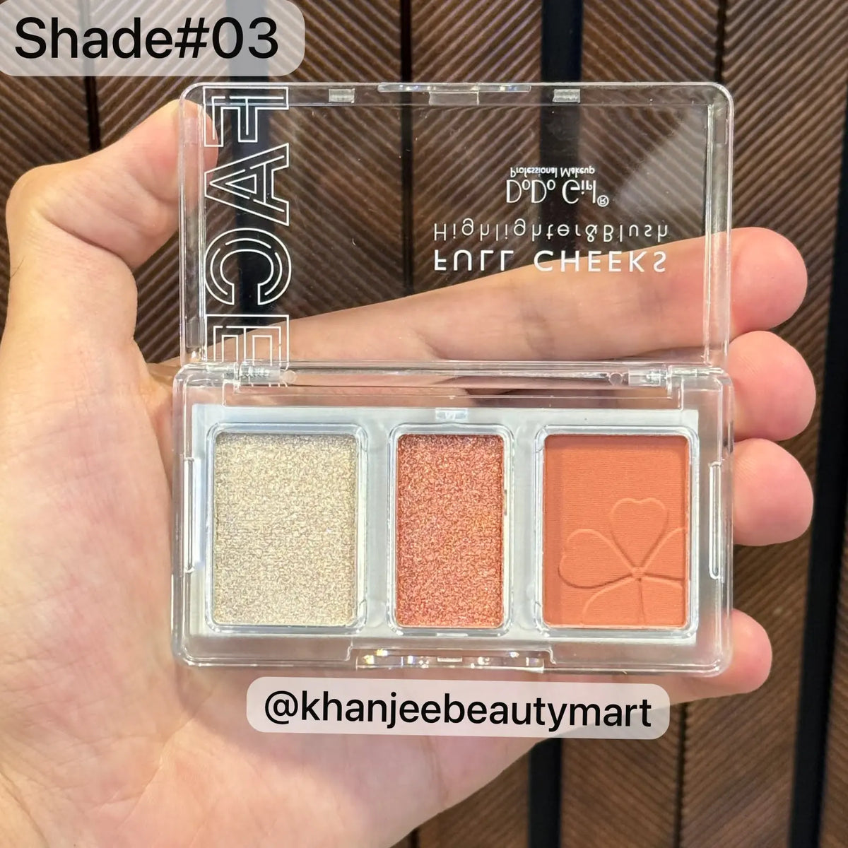 DoDo Girl Full Cheeks 3-Color Highlighter & Blush Palette Kit