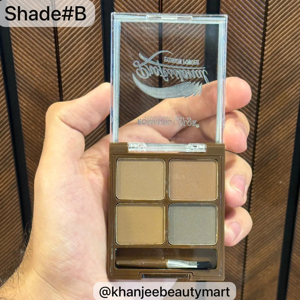 ROMANTIC COLOR Professional Eyebrow Powder 4-Shade Palette with Applicator Brush