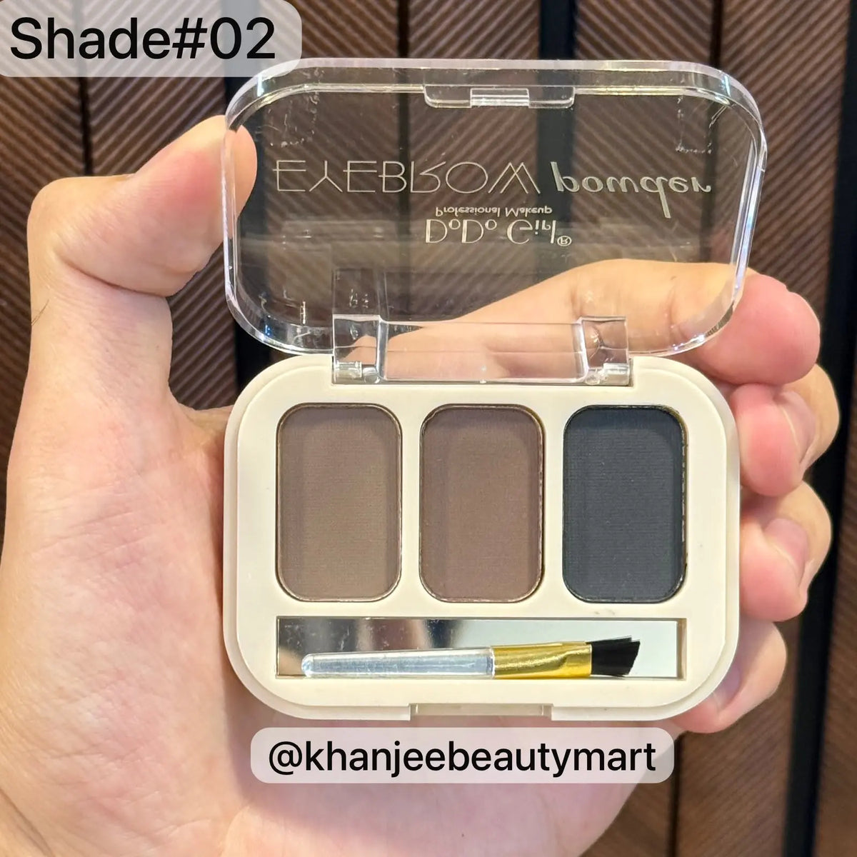DoDo Girl Professional Eyebrow Powder 3-Color Trio Kit with Brush & Mirror