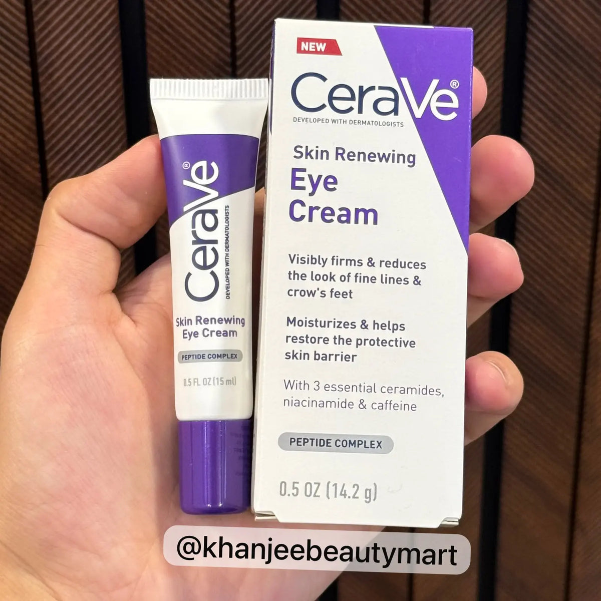CeraVe Skin Renewing Eye Cream – With Peptide Complex, 3 Essential Ceramides, Niacinamide & Caffeine – 0.5 OZ (14.2 g / 15 ml)