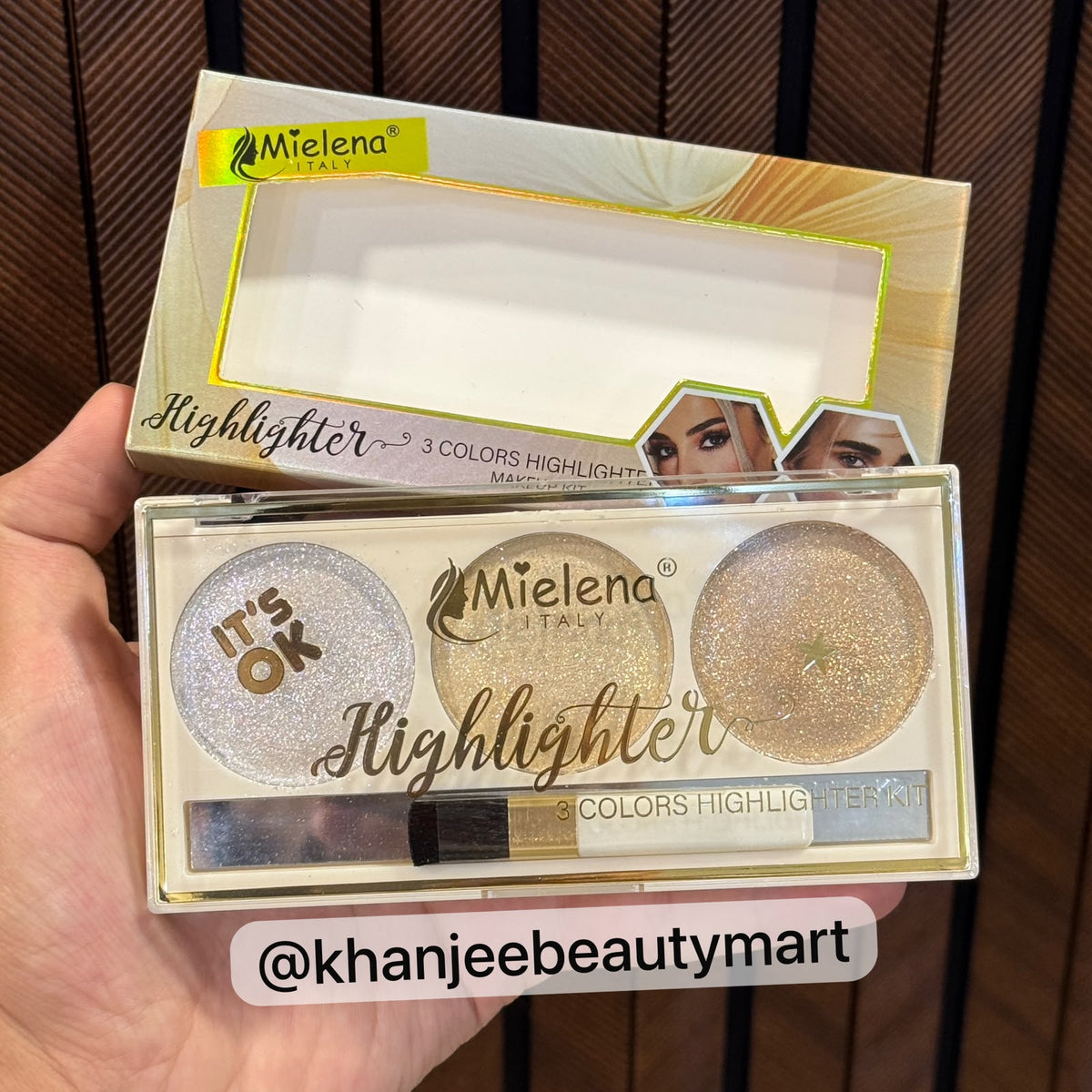 Mielena Italy 3 Colors Highlighter Kit with Applicator Brush