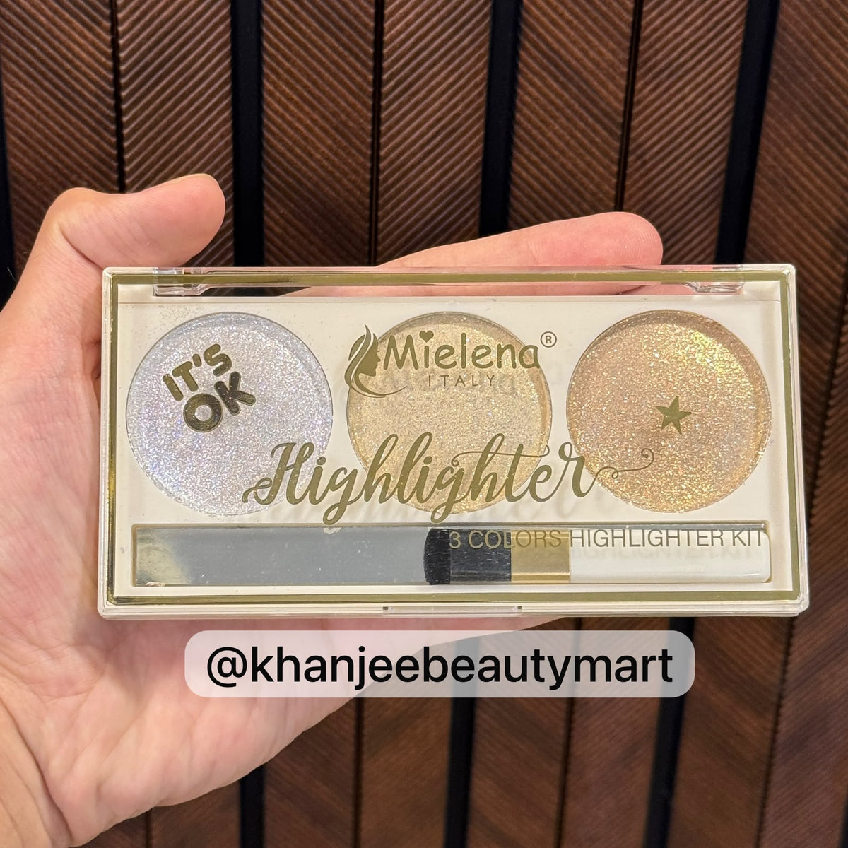 Mielena Italy 3 Colors Highlighter Kit with Applicator Brush