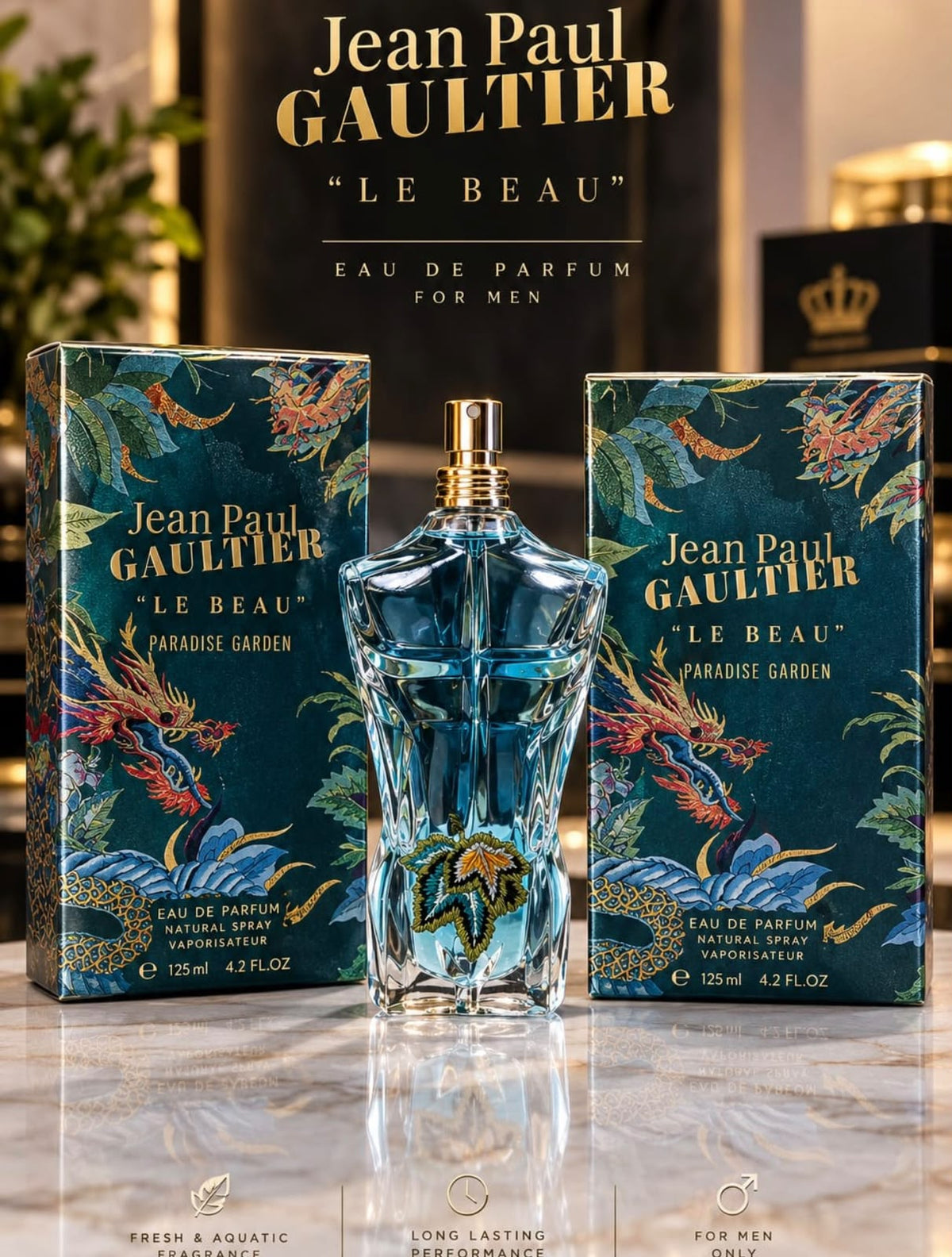 Jean Paul Gaultier Le Beau Paradise Garden Eau De Parfum Spray for Men (125ml / 4.2 fl. oz.)