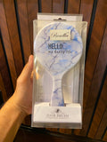 Rosella Fashion Hair Brush - Round Cushion Detangler (Blue Marble "Hello My Happy Life")