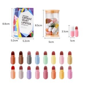 16 Colors Mini Pill Lipstick Set,Mini Matte Lipstick